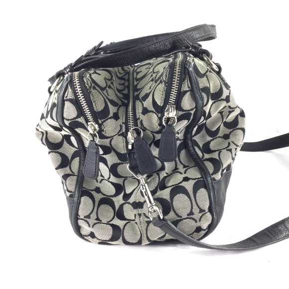 Coach Park Signature Triple Zip Satchel Black - Picture 4 of 16